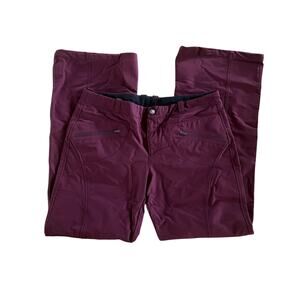 Athleta Boulder Softshell Fleece Lined Ski Pants Burgundy | 12